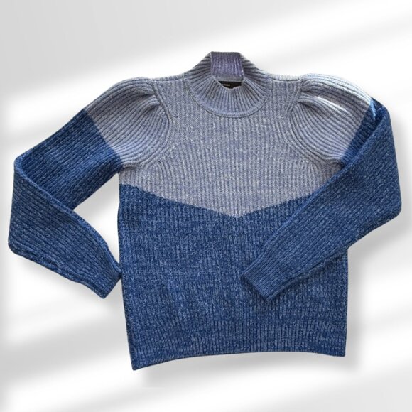 💙 Vero Moda Two-Tone Blue Warm Ribbed Knit Sweater | Women’s Size XS - Picture 1 of 6